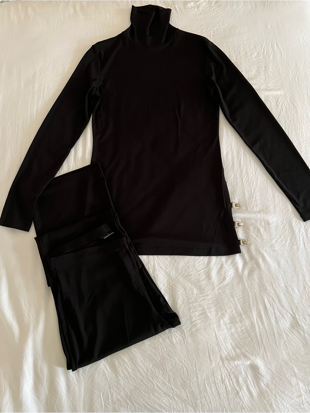 Moda International Black Turtleneck Top & Pants Set